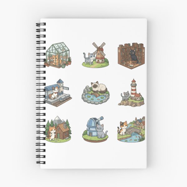 Item preview, Diorama Cat Greenhouse Lighthouse Library Cute Sticker Sheet designed and sold by mood-draftsman.