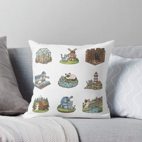 Item preview, Diorama Cat Greenhouse Lighthouse Library Cute Sticker Sheet designed and sold by mood-draftsman.