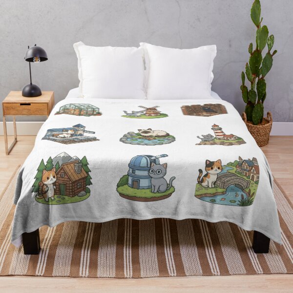 Item preview, Diorama Cat Greenhouse Lighthouse Library Cute Sticker Sheet designed and sold by mood-draftsman.