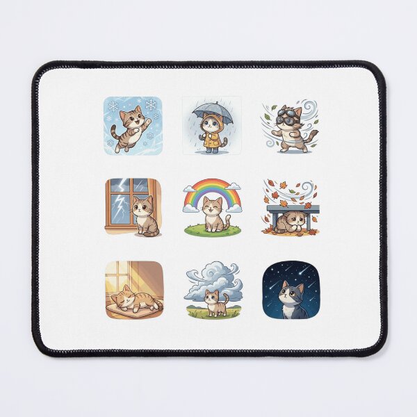 Item preview, Weather Cat Rainbow Snow Storm Cute Sticker Sheet designed and sold by mood-draftsman.