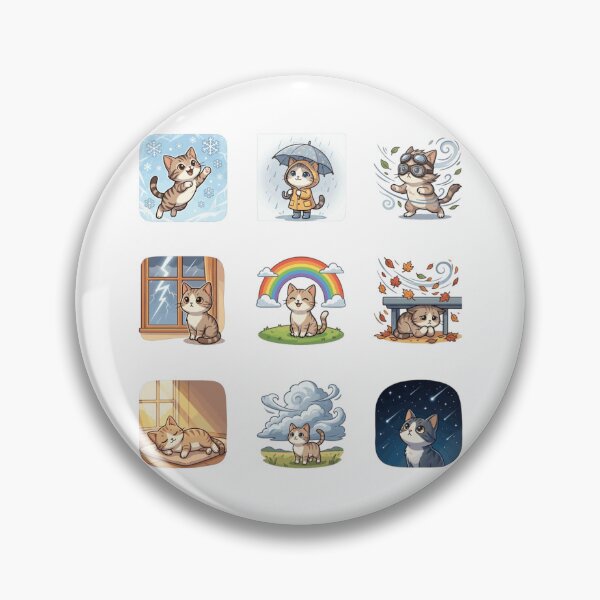 Item preview, Weather Cat Rainbow Snow Storm Cute Sticker Sheet    designed and sold by mood-draftsman.