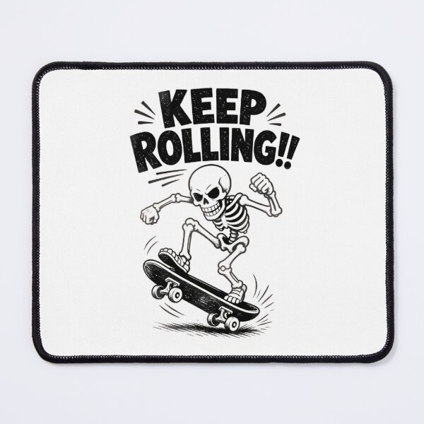 Item preview, Skeleton Riding Skateboard with Keep Rolling Text designed and sold by Linework Studio.