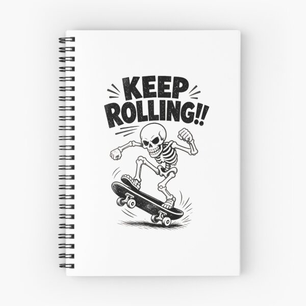 Item preview, Skeleton Riding Skateboard with Keep Rolling Text designed and sold by Linework Studio.