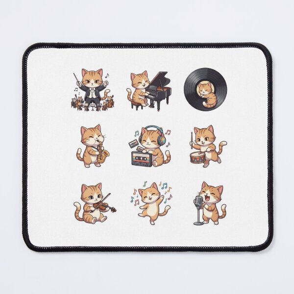Item preview, Musical Cat Piano Vinyl Record Saxophone Cute Sticker Sheet designed and sold by mood-draftsman.