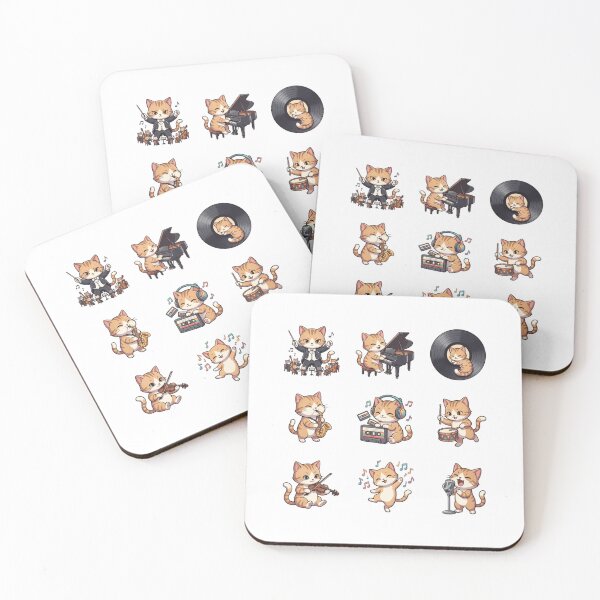 Item preview, Musical Cat Piano Vinyl Record Saxophone Cute Sticker Sheet    designed and sold by mood-draftsman.