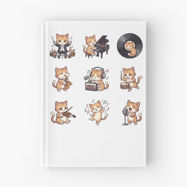 Item preview, Musical Cat Piano Vinyl Record Saxophone Cute Sticker Sheet    designed and sold by mood-draftsman.