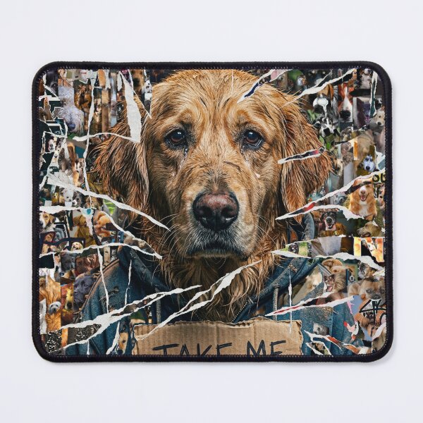 Item preview, Collage of a sad Golden Retriever dog made out of 1000 photos designed and sold by ataliarts.