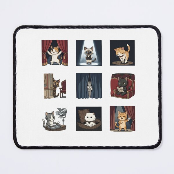 Item preview, Theater Cat Spotlight Stage Curtains Cute Sticker Sheet designed and sold by mood-draftsman.