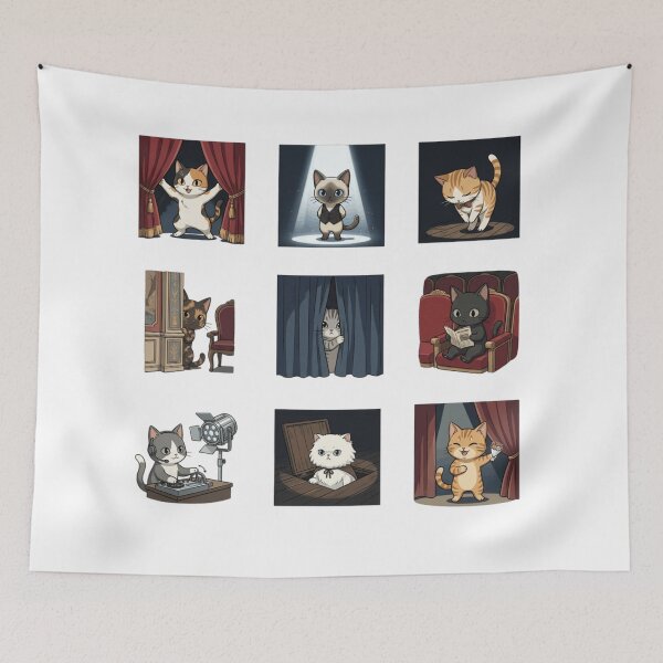 Item preview, Theater Cat Spotlight Stage Curtains Cute Sticker Sheet    designed and sold by mood-draftsman.