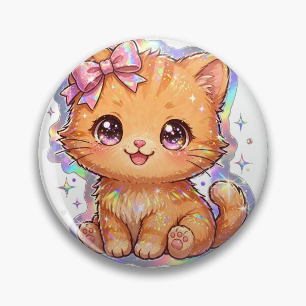 Item preview, Cute Kawaii Holographic Orange Cat with Bow designed and sold by Ink-CanvasIC.