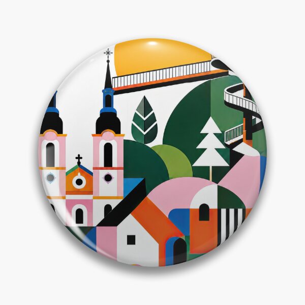 Item preview, Colorful geometric illustration of Anyk?iai, Lithuania, featuri designed and sold by ckybe.