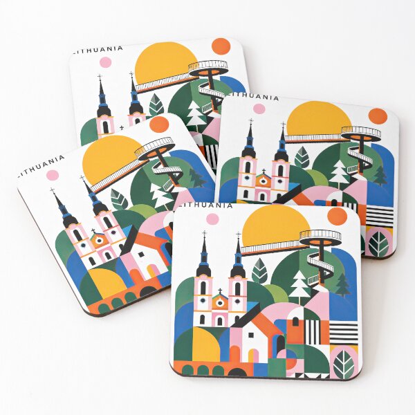 Item preview, Colorful geometric illustration of Anyk?iai, Lithuania, featuri designed and sold by ckybe.