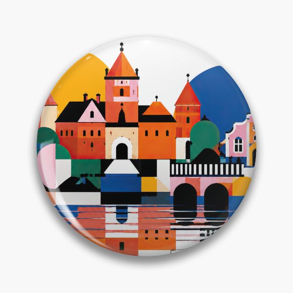 Item preview, Colorful geometric illustration of Trakai, Lithuania, featuring designed and sold by ckybe.
