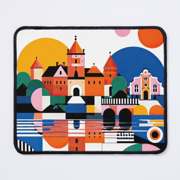 Item preview, Colorful geometric illustration of Trakai, Lithuania, featuring designed and sold by ckybe.