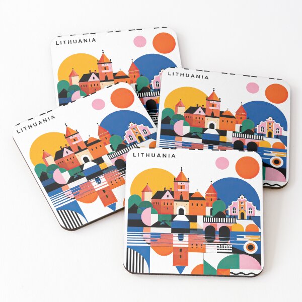 Item preview, Colorful geometric illustration of Trakai, Lithuania, featuring designed and sold by ckybe.