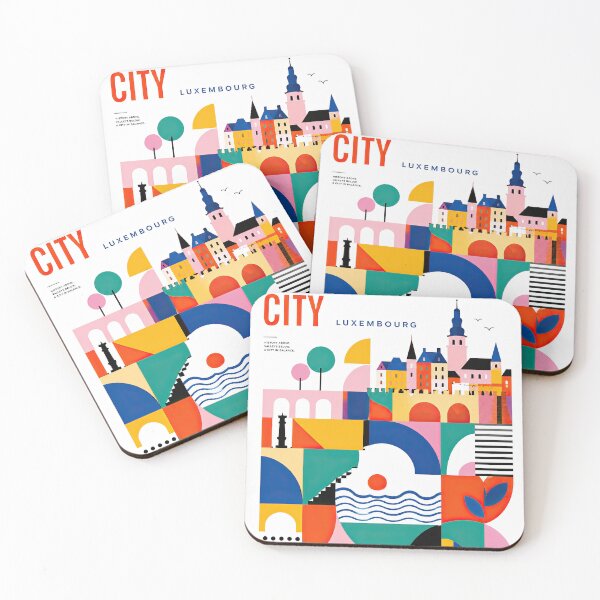Item preview, Colorful geometric poster illustration of Luxembourg City featur designed and sold by ckybe.