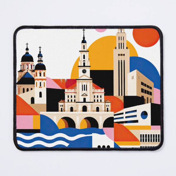 Item preview, Graphic poster illustration of Kaunas, Lithuania, featuring hist designed and sold by ckybe.