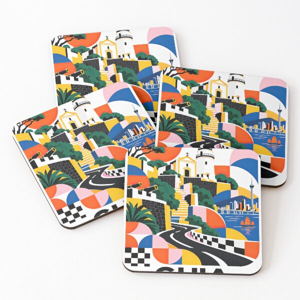 Item preview, Colorful illustrated travel poster featuring Macau landmarks, a designed and sold by ckybe.