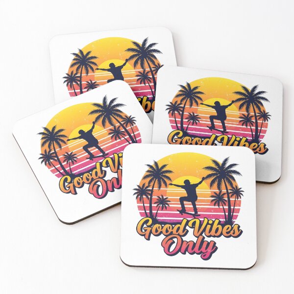 Item preview, Good Vibes Only Retro Skater Sunset Palm Trees Graphic designed and sold by Bhaskar Digital Art.