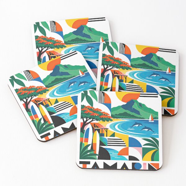 Item preview, Colorful geometric travel poster featuring Mauritius landscapes, designed and sold by ckybe.