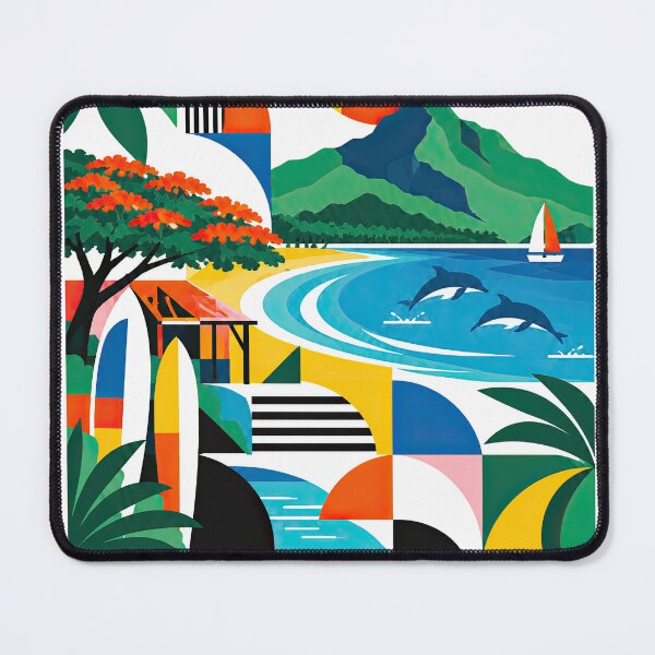 Item preview, Colorful geometric travel poster featuring Mauritius landscapes, designed and sold by ckybe.