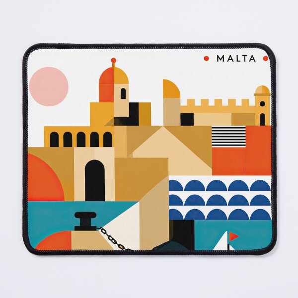 Item preview, Colorful geometric illustration of Malta landmarks, coastal arch designed and sold by ckybe.