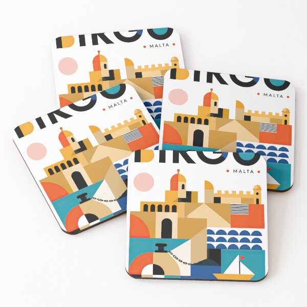 Item preview, Colorful geometric illustration of Malta landmarks, coastal arch designed and sold by ckybe.