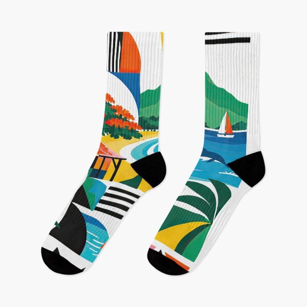 Item preview, Colorful geometric travel poster featuring Mauritius landscapes, designed and sold by ckybe.