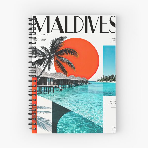 Item preview, Maldives travel poster featuring palm trees, turquoise lagoon, designed and sold by ckybe.