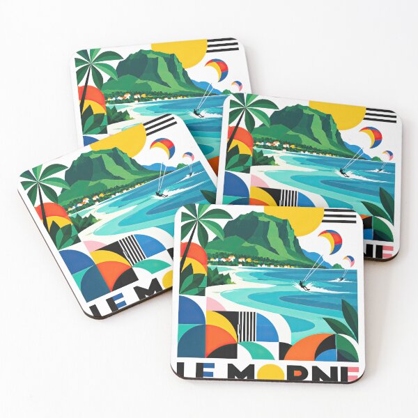 Item preview, Colorful retro travel poster depicting a tropical Mauritius designed and sold by ckybe.