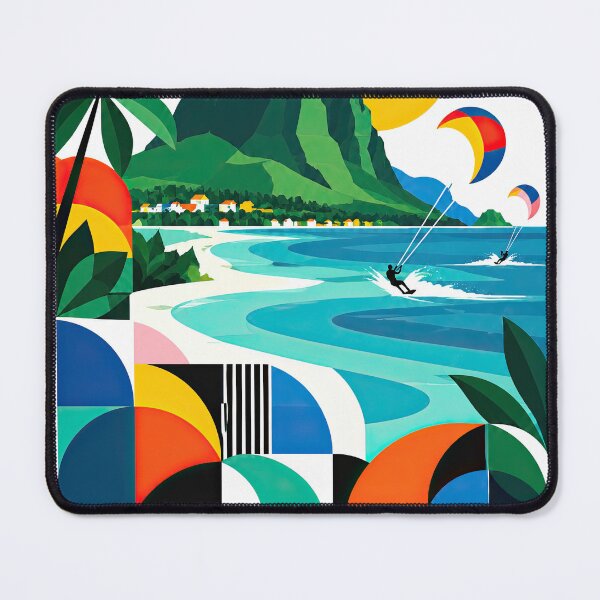 Item preview, Colorful retro travel poster depicting a tropical Mauritius designed and sold by ckybe.