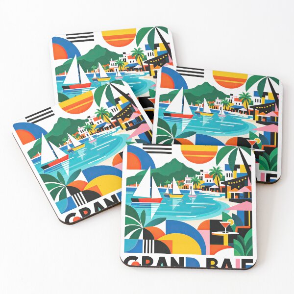 Item preview, Colorful geometric travel poster illustrating a tropical Mauriti designed and sold by ckybe.