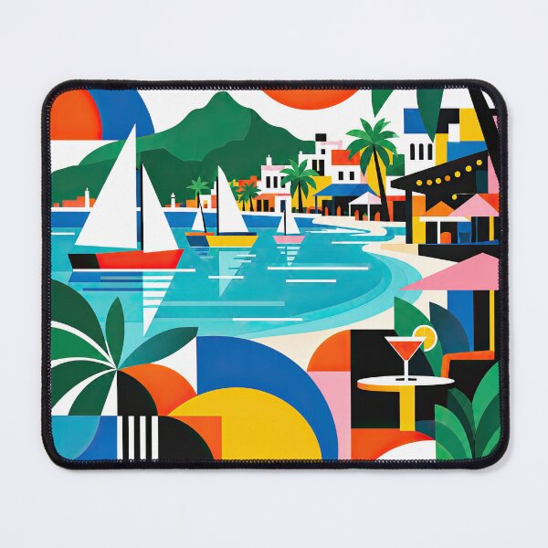 Item preview, Colorful geometric travel poster illustrating a tropical Mauriti designed and sold by ckybe.