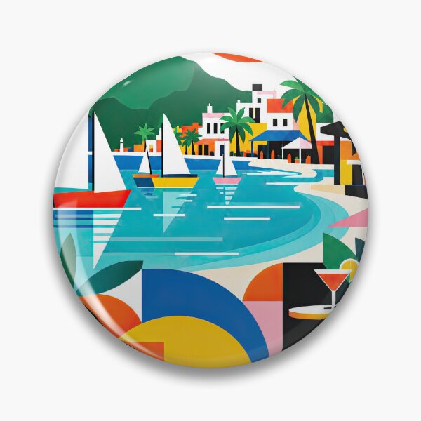 Item preview, Colorful geometric travel poster illustrating a tropical Mauriti designed and sold by ckybe.