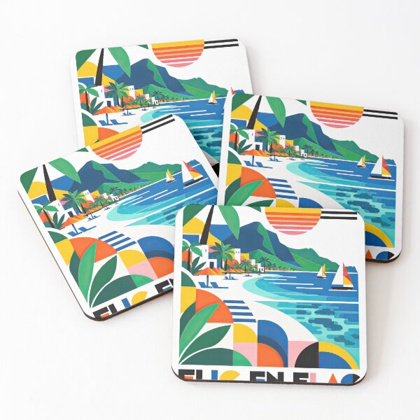 Item preview, Colorful geometric travel poster depicting a tropical Mauritius designed and sold by ckybe.