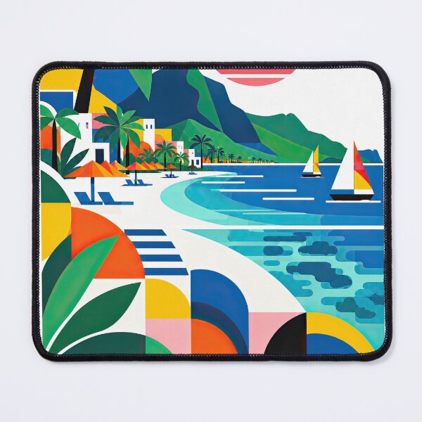 Item preview, Colorful geometric travel poster depicting a tropical Mauritius designed and sold by ckybe.