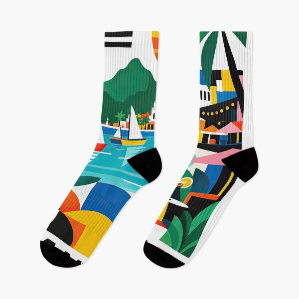 Item preview, Colorful geometric travel poster illustrating a tropical Mauriti designed and sold by ckybe.