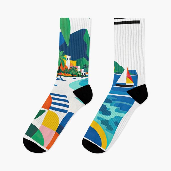 Item preview, Colorful geometric travel poster depicting a tropical Mauritius designed and sold by ckybe.