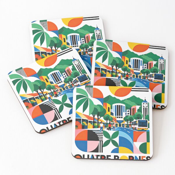 Item preview, Colorful geometric travel poster depicting Quatre Bornes, Maurit designed and sold by ckybe.