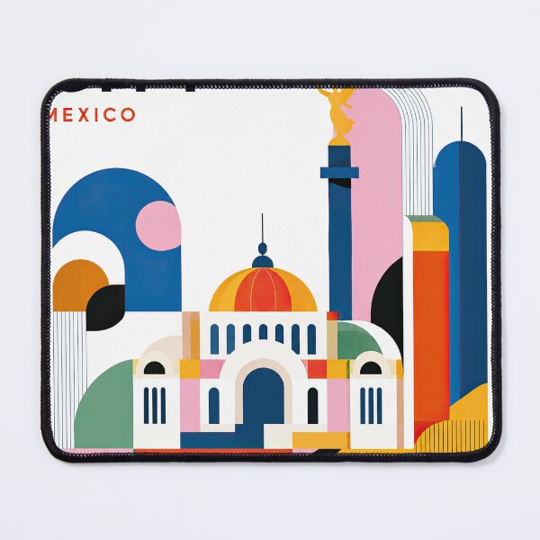 Item preview, Colorful geometric Mexico City travel poster featuring stylized designed and sold by ckybe.