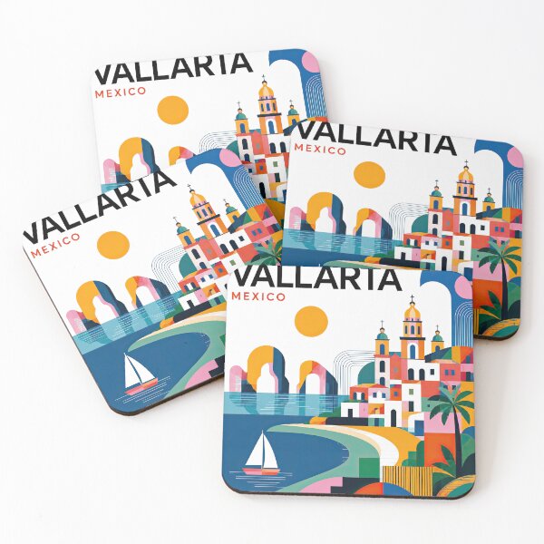 Item preview, Colorful geometric travel poster illustrating Puerto Vallarta, M designed and sold by ckybe.