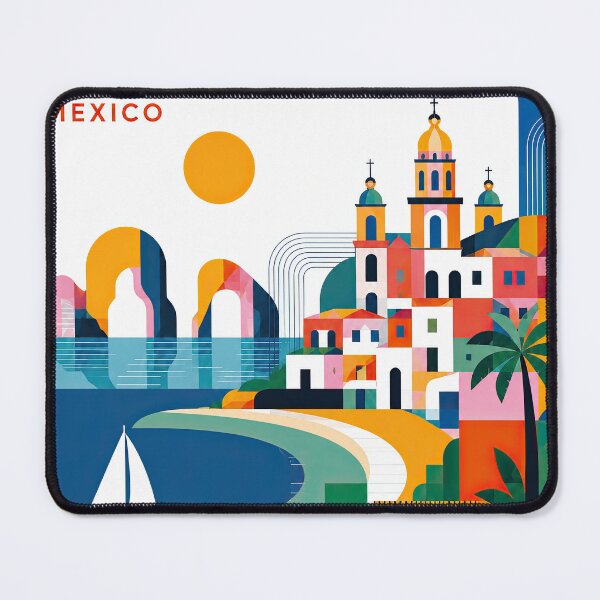 Item preview, Colorful geometric travel poster illustrating Puerto Vallarta, M designed and sold by ckybe.