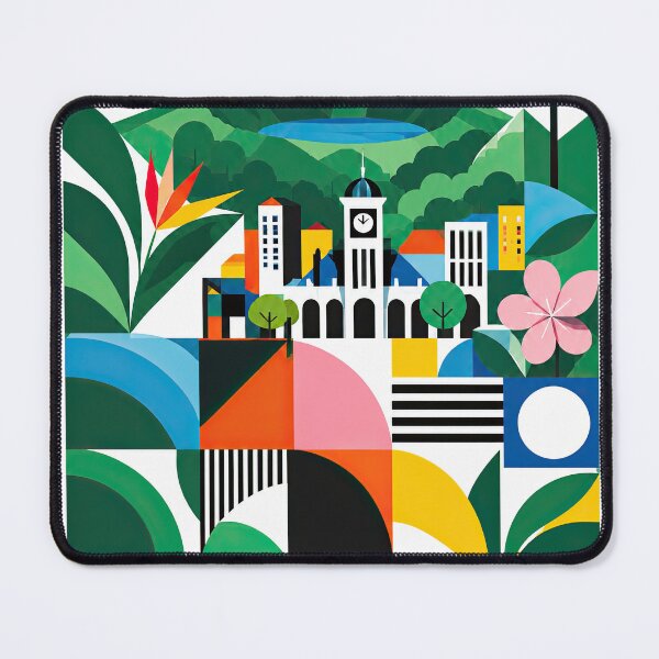 Item preview, Colorful geometric Mauritius travel poster featuring tropical fo designed and sold by ckybe.
