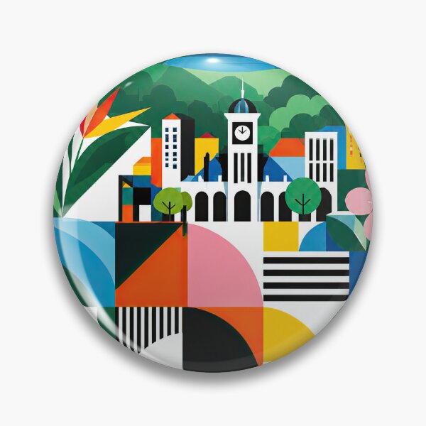 Item preview, Colorful geometric Mauritius travel poster featuring tropical fo designed and sold by ckybe.