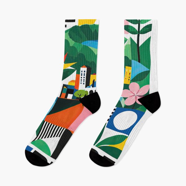 Item preview, Colorful geometric Mauritius travel poster featuring tropical fo designed and sold by ckybe.