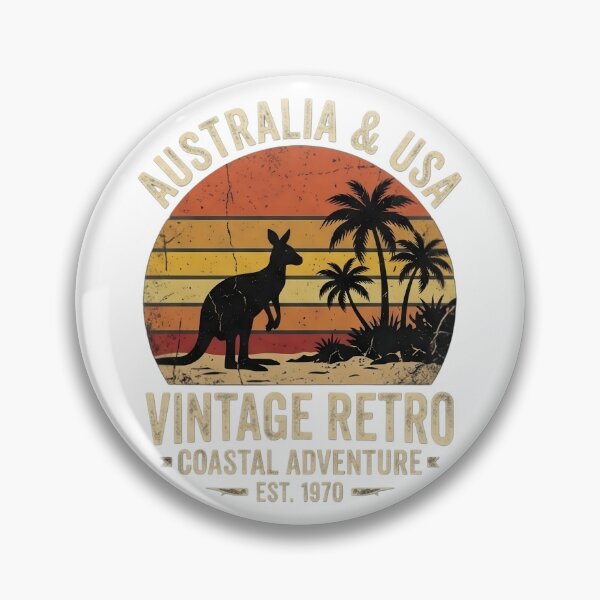 Item preview, Australia & USA Vintage Retro Coastal Adventure Kangaroo Sunset Graphic designed and sold by Bhaskar Digital Art.
