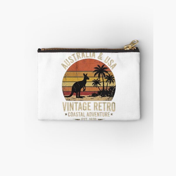 Item preview, Australia & USA Vintage Retro Coastal Adventure Kangaroo Sunset Graphic designed and sold by Bhaskar Digital Art.