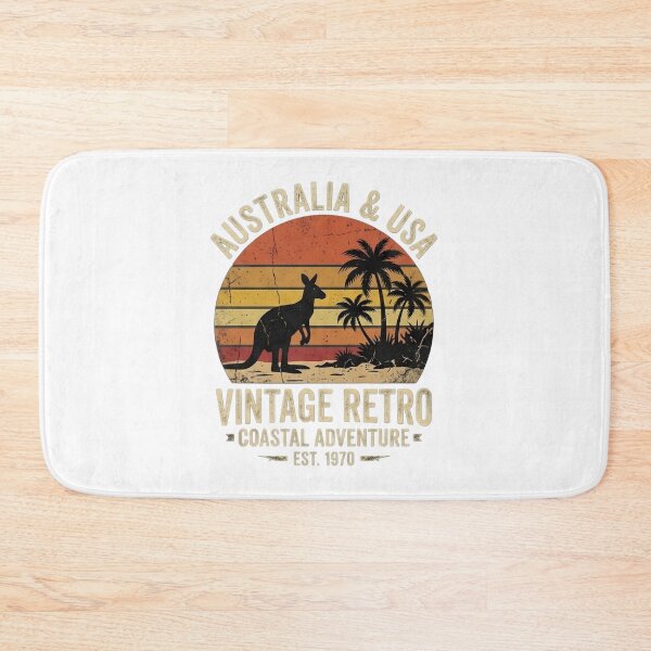 Item preview, Australia & USA Vintage Retro Coastal Adventure Kangaroo Sunset Graphic designed and sold by Bhaskar Digital Art.