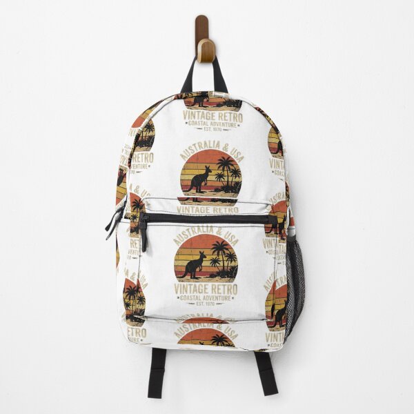 Item preview, Australia & USA Vintage Retro Coastal Adventure Kangaroo Sunset Graphic designed and sold by Bhaskar Digital Art.