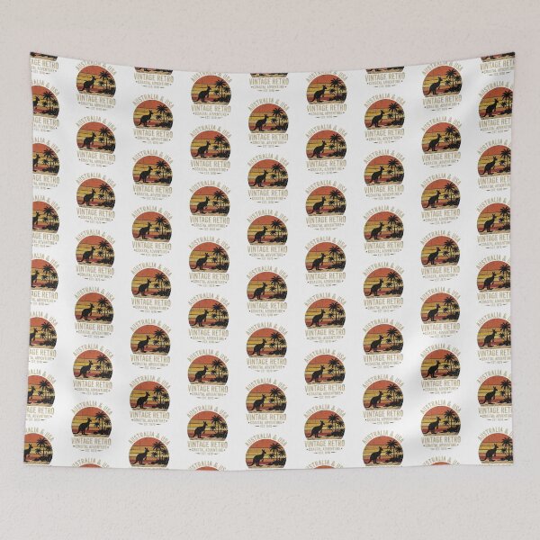 Item preview, Australia & USA Vintage Retro Coastal Adventure Kangaroo Sunset Graphic designed and sold by Bhaskar Digital Art.